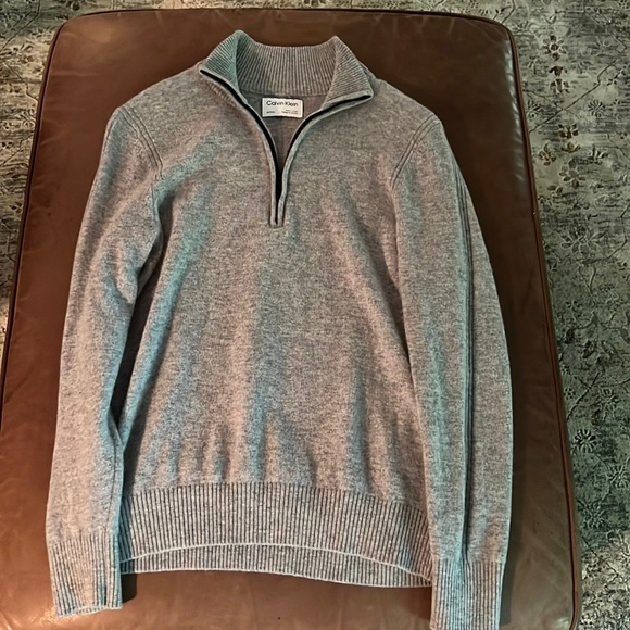 Gray Calvin Klein Zip Up Turtleneck Sweater - Picture 1 of 3